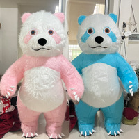 Costume de mascotte géant gonflable ours 2-3M, tenue de poupée ambulante en peluche noir et blanc pour Halloween, carnaval, publicité, ODM & OEM