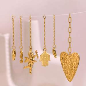 จี้รูปหัวใจสีพีชประดับมุก ทอ<span class=keywords><strong>ง</strong></span> 18k <span class=keywords><strong>ส</strong></span>แตนเลส ต่างหูแฟชั่น อุปกรณ์ทำเครื่องประดับ DIY ขายส่ง - Product Image 1