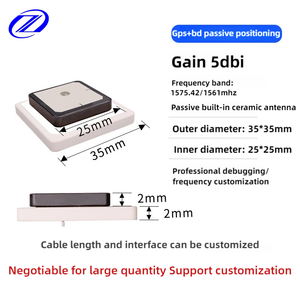Ăng ten gnss hoạt động có độ lợi cao để theo dõi công nghiệp 35x35mm dọc Beidou Galileo băng tần kép (L1 & L5) Cáp rg1.13 đi kèm - Product Image 2