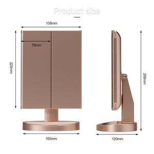 <span class=keywords><strong>Miroir</strong></span> de maquillage LED pliable à trois volets avec commande tactile, compartiment de rangement frontal, angle réglable, <span class=keywords><strong>miroir</strong></span> de vanité rechargeable - Product Image 6