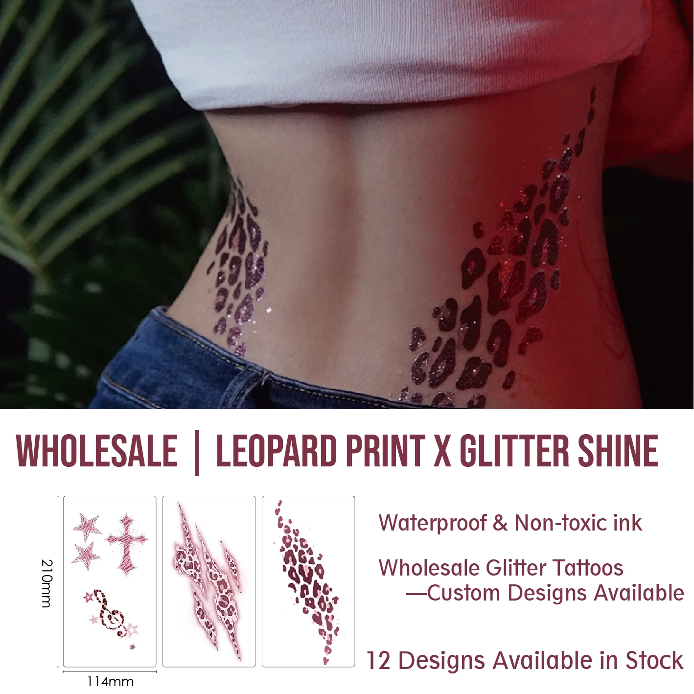 Wholesale Waterproof Glitter Leopard Tattoo Stickers Sexy Fake Tattoo For Body Leg Arm Custom Temporary Tattoo Vendor