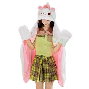 Wholesale Cartoon Cute <strong>Stitch</strong> <strong>Hooded</strong> Cape <strong>Blanket</strong> Student Shawl Thickened Warm Nap Office Air-conditioned Pink cat Maly <strong>Blankets</strong> - Product Image 1
