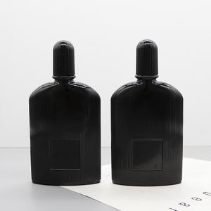Flacon de parfum carré en verre noir de 100 ml, vide, avec clip, emballage cosmétique, flacon pulvérisateur pour faux cils - Product Image 1