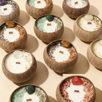 FORTUNE BOLIN Vente en gros de bols en noix de coco naturels faits à la main, fleurs séchées, bougies parfumées naturelles avec cristaux