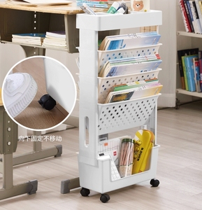 Estante de almacenamiento de libros multifuncional móvil con ruedas para estudiantes - Product Image 3