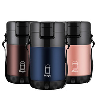 Pot sous vide isolé en acier inoxydable 304 de grande capacité Boîte à lunch portable à quatre couches pour étudiants avec couvercle en plastique