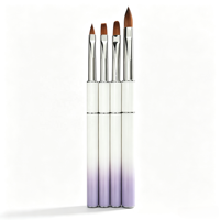 Nouveaux pinceaux à ongles en gros, manche métallique, pinceau rond acrylique à poils Kolinsky de haute qualité, numéros 8 10 12 14 16 18 20 22