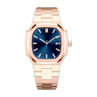 Nouveau personnalisé en acier inoxydable hommes montres mouvement à Quartz mains lumineuses 38MM montre carrée solide bande bracelet calendrier cadran logo