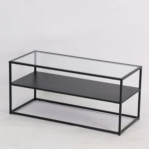 <span class=keywords><strong>Meuble</strong></span> <span class=keywords><strong>Tv</strong></span> en métal à 2 niveaux, étagère, Console, Table basse avec plateau en verre - Product Image 4