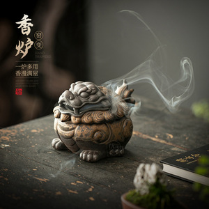 Quemador de Incienso Pixiu de Cerámica Hecho a Mano, Decoración Retro para Sala de Té, Adorno Zen para el Hogar, Origen Dehua, Parte Shangyan - Product Image 4