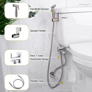 PINEBAY - Juego <span class=keywords><strong>de</strong></span> Rociador <span class=keywords><strong>de</strong></span> Bidé <span class=keywords><strong>de</strong></span> Mano <span class=keywords><strong>de</strong></span> Acero Inoxidable SUS304 para Baño, Acabado en Níquel Cepillado, 2 Modos <span class=keywords><strong>de</strong></span> Rociado, Garantía <span class=keywords><strong>de</strong></span> <span class=keywords><strong>3</strong></span> Años - Product Image 2