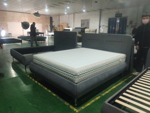 <span class=keywords><strong>Lit</strong></span> plateforme double rembourré <span class=keywords><strong>de</strong></span> style européen avec sommier à lattes, beige, en tissu bouclé, mobilier <span class=keywords><strong>de</strong></span> chambre à coucher, haute qualité, usine OEM - Product Image 3