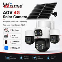 Caméra solaire CCTV Wistino 16MP avec carte SIM 4G, haute résolution, détection de mouvement IA, 6 moteurs, caméra solaire AOV