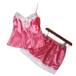 Nuevo conjunto de dos piezas de lencería negra de estilo europeo y americano, de imitación de seda, moderno y cómodo, con ribete de encaje. - Product Image 3