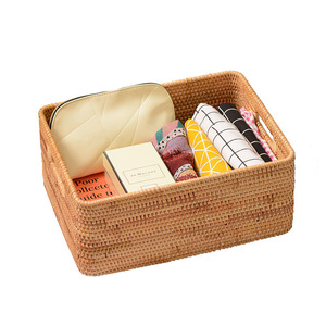 <span class=keywords><strong>Panier</strong></span> de rangement rectangulaire en rotin naturel tissé à la main avec poignées, bac organisateur pour étagère <span class=keywords><strong>Kallax</strong></span>, rangement et décoration pour la maison et l'hôtel - Product Image 5