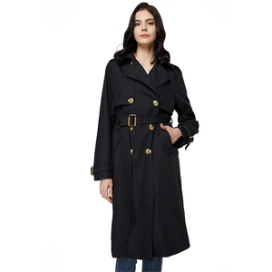 Gabardina original para <span class=keywords><strong>mujer</strong></span>, gabardina larga <span class=keywords><strong>de</strong></span> otoño para <span class=keywords><strong>mujer</strong></span>, gabardina larga negra personalizada - Product Image 2