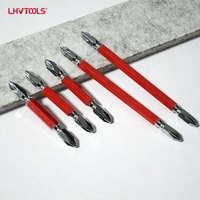 LJ-52 5 embouts de tournevis cruciformes double extrémité en acier S2, oxyde noir, tige hexagonale, qualité industrielle/bricolage, OEM 6,35 mm