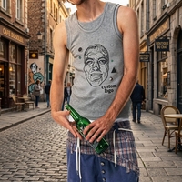 Camiseta sin mangas ajustada de alta elasticidad para hombre con estampado de doble cara 'Good Bad Drunk', chaleco sin mangas, logotipo personalizado, camiseta de entrenamiento de punto texturizado