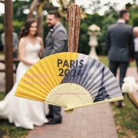 Éventail en papier pliable personnalisé avec logo, style folklorique, publicité, style Japandi, artisanat en bambou, promotions de mariage, souvenir, cadeau