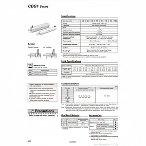 Cilindro de bloqueo de extremo SMC Pneumatics, piezas neumáticas de CDBG1BA63-690-HN - Product Image 1