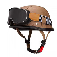 Casque demi-face rétro vintage de style allemand, homologué DOT, avec boucle à dégagement rapide, protection de la tête pour la conduite à moto, beige
