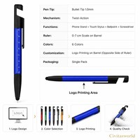 Stylo multifonction 5 en 1 avec stylet, règle, support de téléphone, tournevis, stylo bille triangulaire, logo personnalisé, cadeau promotionnel