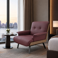 Fauteuil lounge contractuel pour hôtel, en bois de frêne massif et cuir, pour hall d'hôtel, chambre d'hôtes, complexe hôtelier et hôtellerie