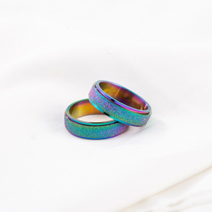 Unisex <b>Titanium</b> Steel Iridescent Rotating <b>Ring</b> XYR0071 Geometric Design Gift Jewelry - Product Image 4