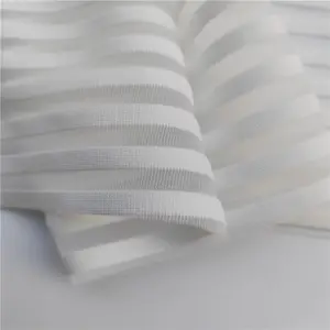 Màu Trắng Sữa 8Mm Dệt Sọc Đồng Bằng Vải 100Polyester Vải Lưới Vải Organza