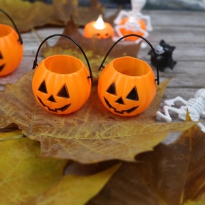 Cesta de Plástico con Forma de Calabaza para Dulces de Halloween, Cestas Grandes y Portátiles para Golosinas con Asas para Decoración de Fiestas - Product Image 5