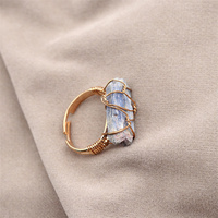 Bagues en pierre naturelle tendance pour femmes, bague ouverte en améthyste, bagues tressées en cristal, bijoux de mariage, cadeaux