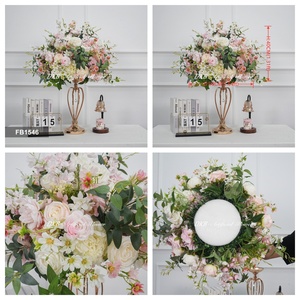 งานแต่งงานสีชมพูสีเขียวดอกไม้ประดิษฐ์ดอกไฮเดรนเยียสีชมพูสีเขียวลูกบอลสำหรับงานแต่งงาน - Product Image 2