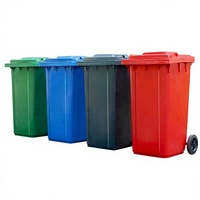 Poubelles en plastique en gros, poubelles à roulettes d'extérieur avec/sans pédale pour les déchets municipaux et communautaires