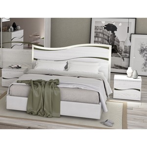 เตียงเก็บของได้สองชั้น KARAKUM สีไวท์เอล์มและหนังอีโคสีขาว - Product Image 1