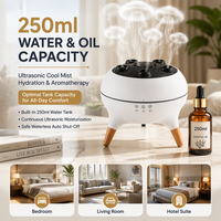 Diffuseur d'huiles essentielles en bois à grain de bois avec lumières dynamiques en forme de méduse