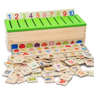 Ahşap bilgi sınıflandırma kutusu eğitici oyuncaklar çocuk zeka erken eğitim bilişsel eşleştirme kartları çocuklar için