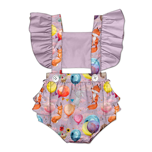 Mameluco de seda de leche con volantes y espalda descubierta para bebé, pelele con tirantes estampado integral para niños pequeños, ropa de bebé recién nacido personalizada OEM ODM - Product Image 2