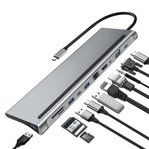 FARSINCE 11 in 1 Type C Hub Docking Station Type C to HDMI VGA Etherneter USB3.0 3.5mm Audio SD TF PD USB C 11 <strong>Port</strong> in 1 HUB - Product Image 2