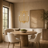Lustre en forme de cage en métal doré, lampe suspendue à 3 lumières, luminaire décoratif d'intérieur, idéal pour une salle à manger, un hall d'entrée ou une entrée