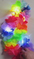 Kalung Bunga LED Hawaii, Kalung Bunga Menyala, Kalung Tropis Bercahaya, Kalung Berlampu, Kalung Buatan Bertema Luau Hawaii, Pesta Pantai, Pernikahan