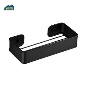 Modern Bathroom Kitchen Shower Room No Drilling Self Adhesive Wall-Mounted Aluminum Black Dish Soap Caddy <b>Shelf</b> Soap Holder - Product Image 4