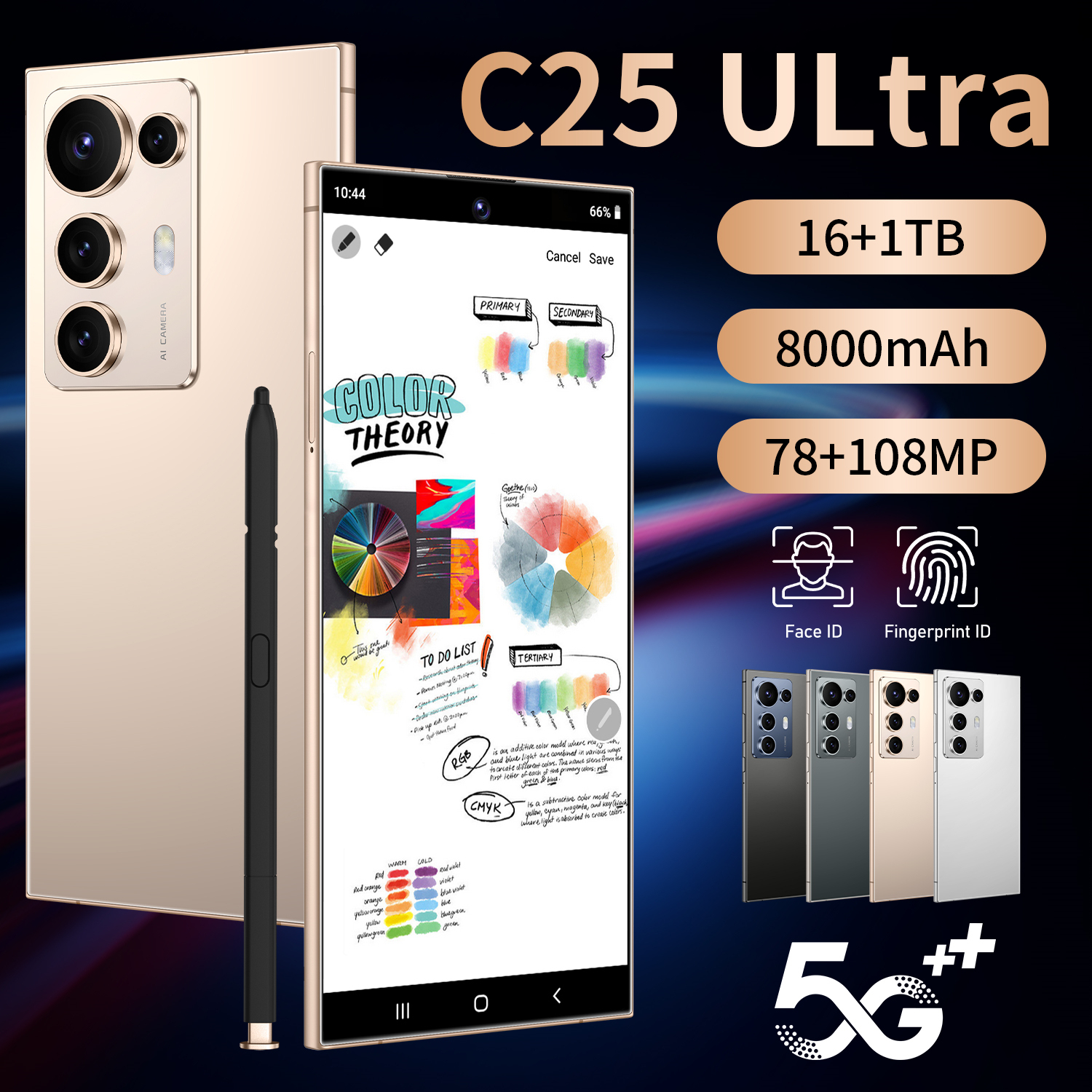 Unlocked C25 Ultra 5G Android Smartphone with 16GB RAM 1TB ROM HD