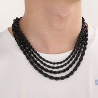 Collier en chaîne torsadée en acier inoxydable noir de 2,4/2/3/4/5/6/7/8 mm, bijoux punk tendance, bijoux imperméables