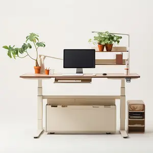 Mobilier de bureau à domicile double moteur assis debout cadre de bureau ordinateur portable table réglable en hauteur bureau debout électrique