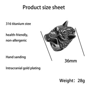 yunnique <b>Wolf</b> Head <b>Ring</b> Stainless Steel Men's Jewelry Retro Silver Animal Shape Gift - Product Image 2