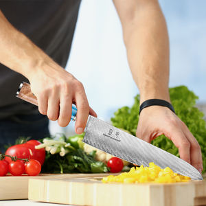 طقم سكاكين مطبخ كلاسيكي 67 طبقة، 6-7.9 بوصة، فولاذ دمشقي كامل التانغ بقلب VG10، سكين شيف للطهاة، مصنوع من الراتنج الأزرق، مناسب لليد اليمنى واليسرى - Product Image 5