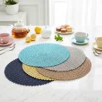 Set de 4 Napperons de Table Tissés en PP Couleur Unie Style Zen Asiatique – Écologiques, Durables, Anti-Chaleur et Antidérapants pour Cuisine, Hôtels et Restaurants Occidentaux