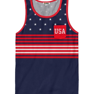 เสื้อกล้ามลายอเมริกันสำหรับผู้ชาย - สวมใส่สบาย ระบายอากาศได้ดี แห้งเร็ว ผ้าฝ้าย 100% เสื้อแขนกุด แฟชั่นนำเทรนด์ ไอเทมที่ต้องมี - Product Image 4