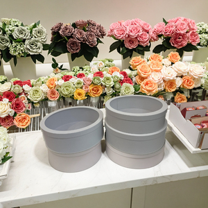 Các tông màu rắn hộp tròn lớn đặt 3 nắp nhựa <span class=keywords><strong>PVC</strong></span> trong suốt hộp hoa lớn hộp tròn lớn ôm xô đóng gói quà tặng - Product Image 2