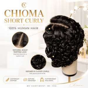 Perruque Chioma courte bouclée 100% cheveux humains naturels transparents pour la partie avant, densité 200%, effet mouillé, franges noires, vente en gros Senmu - Product Image 2